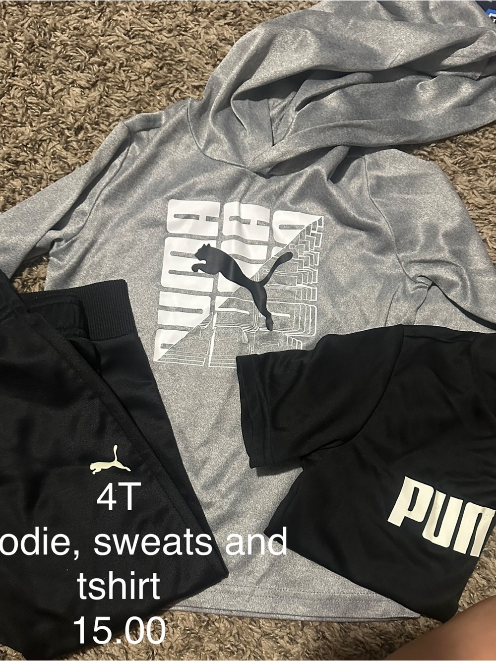 Puma Gray Pullover Hoodie with Black Logo